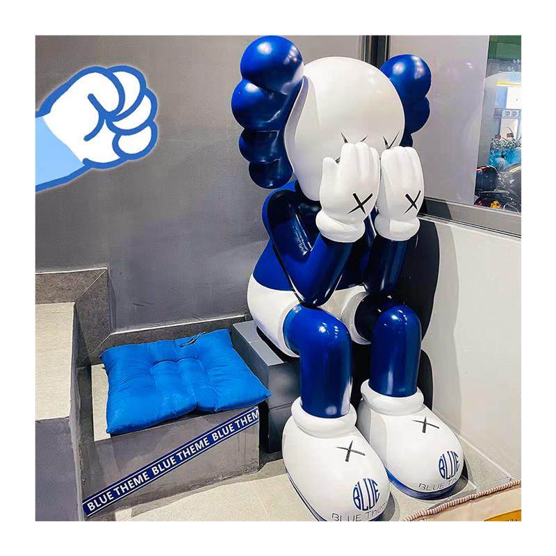 克莱因蓝网红店落地大摆件坐姿美发店公仔玻璃钢雕塑客厅装饰,淘宝优惠券,粉丝福利购,淘宝优惠卷