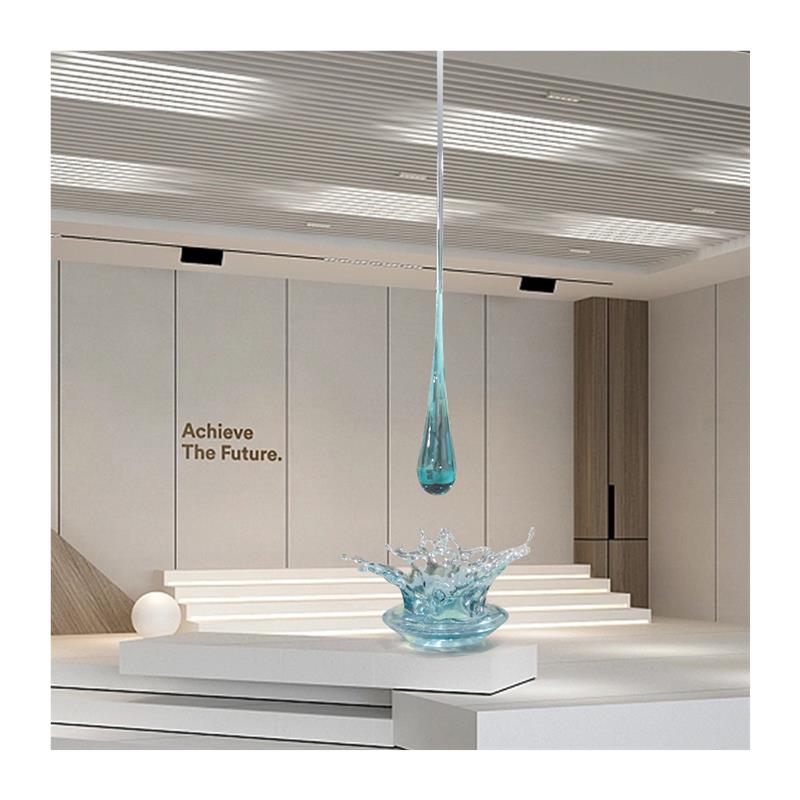 别墅酒店会所大堂透明树脂水花雕塑摆件售楼处大厅天花板水滴吊饰 - 图3