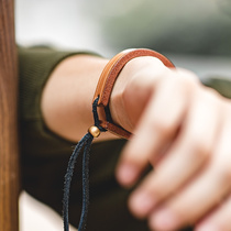 Maden Tooling Retro Lifetimes Ring Of Tannic Leather Bracelet Bracelet Agami-Jewelry Accessories for Men and Women