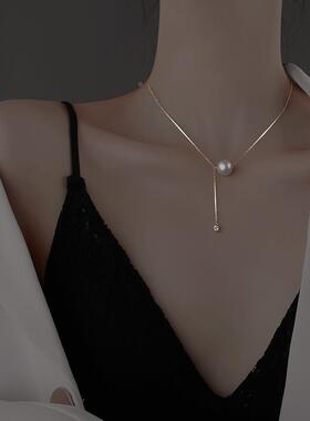 MaisonCleo小众珍珠流苏锁骨链