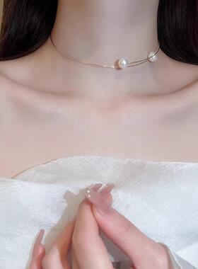 法式气质珍珠项圈锁骨链