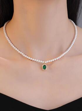 MaisonCleo珍珠祖母绿锁骨链