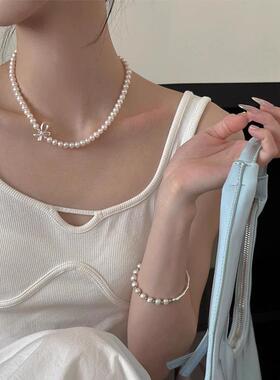 MaisonCleo小众蝴蝶结珍珠项链