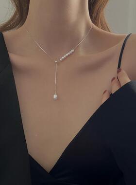 MaisonCleo纯银珍珠吊坠锁骨链