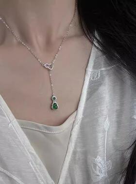 新中式仿翡翠葫芦设计感锁骨链