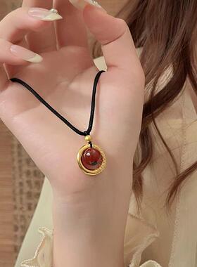 轻奢小众玛瑙平安扣编织绳项链