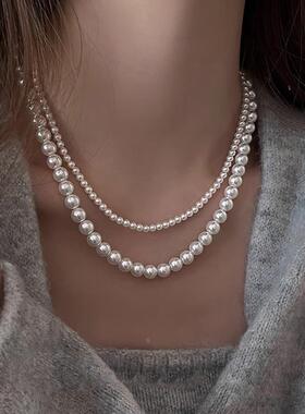 MaisonCleo珍珠双层叠戴锁骨链