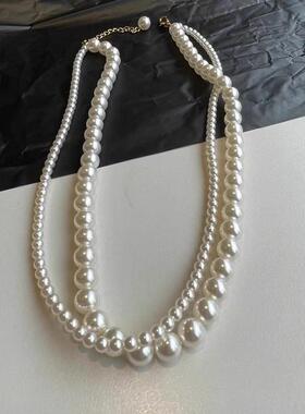 MaisonCleo复古双层珍珠锁骨链