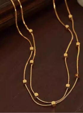 MaisonCleo百搭双层小方块项链