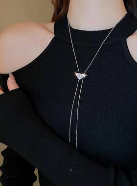 MaisonCleo高级感镶钻三角形抽拉项链时尚简约小众气质秋冬毛衣锁