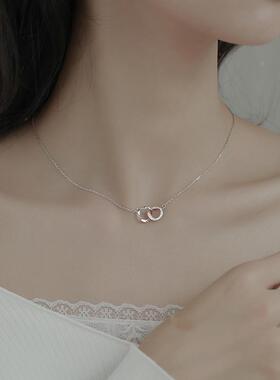 MaisonCleoS925纯银双环锁骨链