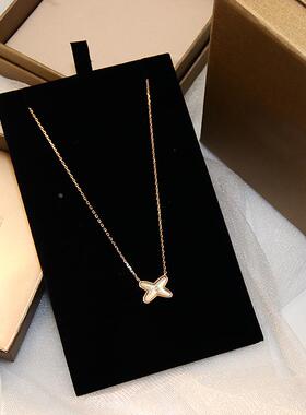 MaisonCleo玫瑰金天然白贝母项链