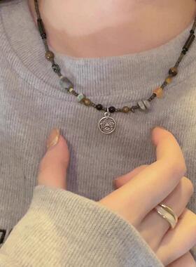 MaisonCleo轻奢咖啡绳狮子项链