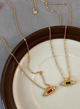 MaisonCleo祖母绿双挂锁骨链