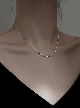 MaisonCleo925纯银方块锁骨链