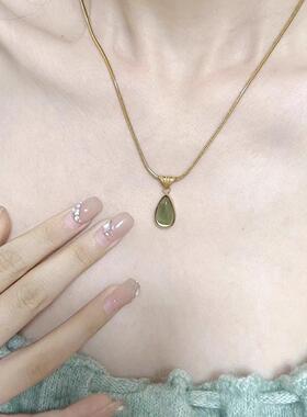 法式复古水滴纯银锁骨链女