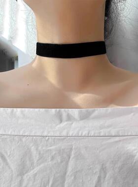 S925银鞠婧祎同款宽丝绒项链