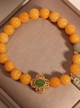 MaisonCleo小众复古天然黄玉水晶手链和田玉手串送女友闺蜜礼物