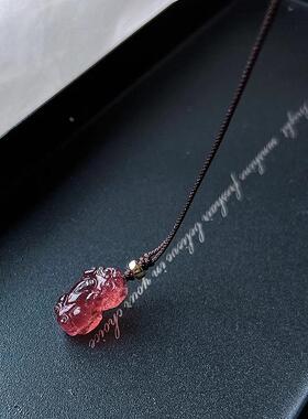 草莓晶貔貅本命年项链