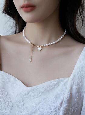 小众纯银爱心吊坠锁骨链