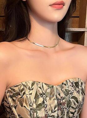 MaisonCleo银色蛇骨链项链百搭