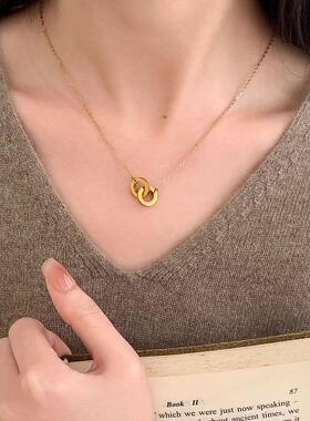 MaisonCleo金色双环毛衣链