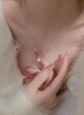 MaisonCleo纯银珍珠吊坠锁骨链