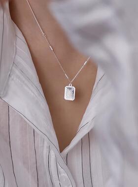 MaisonCleoS925纯银镜面方牌链