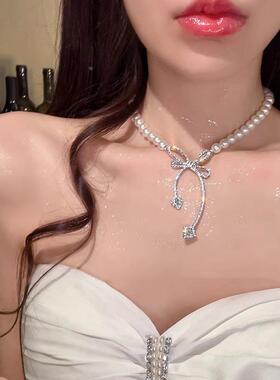 MaisonCleo珍珠蝴蝶结锁骨链