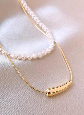 法式小众双层珍珠项链2026新款