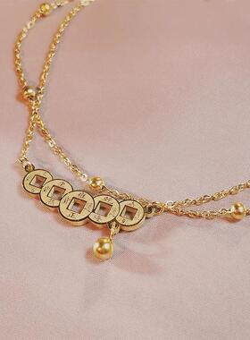 MaisonCleo复古铜钱铃铛脚链