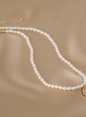 MaisonCleo复古珍珠贝壳锁骨链