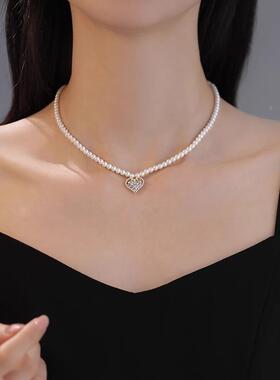 MaisonCleo珍珠桃心吊坠锁骨链