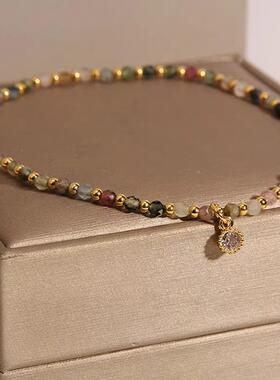 MaisonCleo超闪碧玺锆石脚链