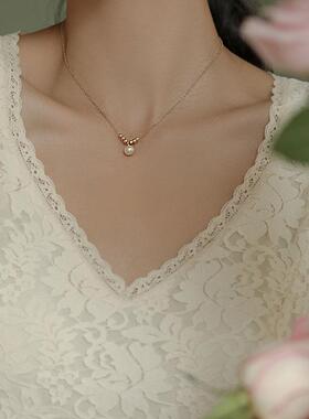 MaisonCleo法式小金珠珍珠项链