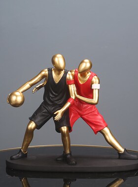 速发简约桌球运动人物轻奢高档篮件书房书柜房间办公桌摆面装饰品