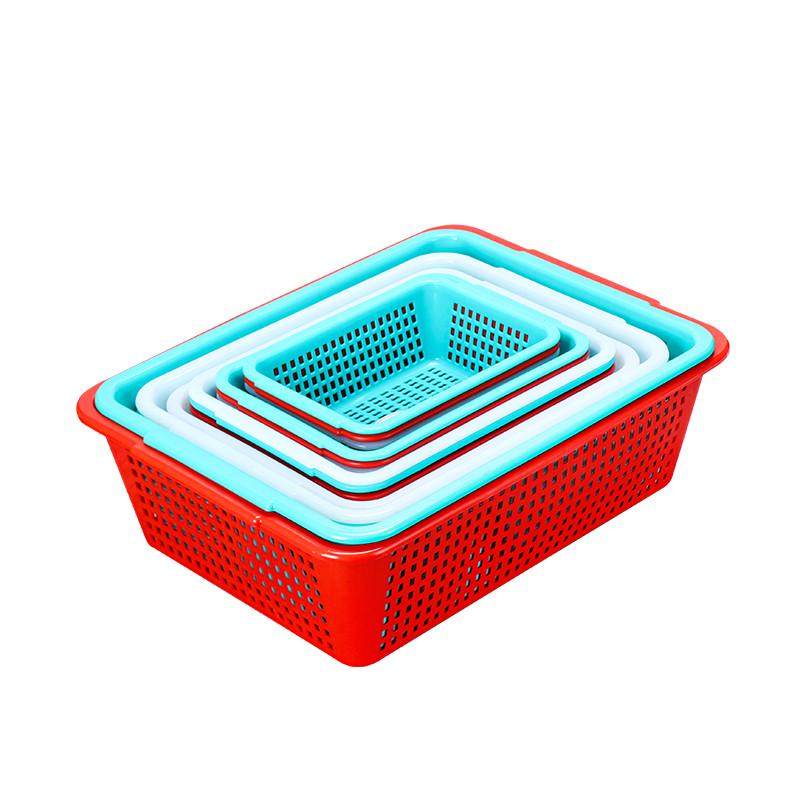菜篮子塑料筐长方形沥水篮框子洗菜小大号镂空水果幼儿园加厚收纳,淘宝优惠券,粉丝福利购,淘宝优惠卷