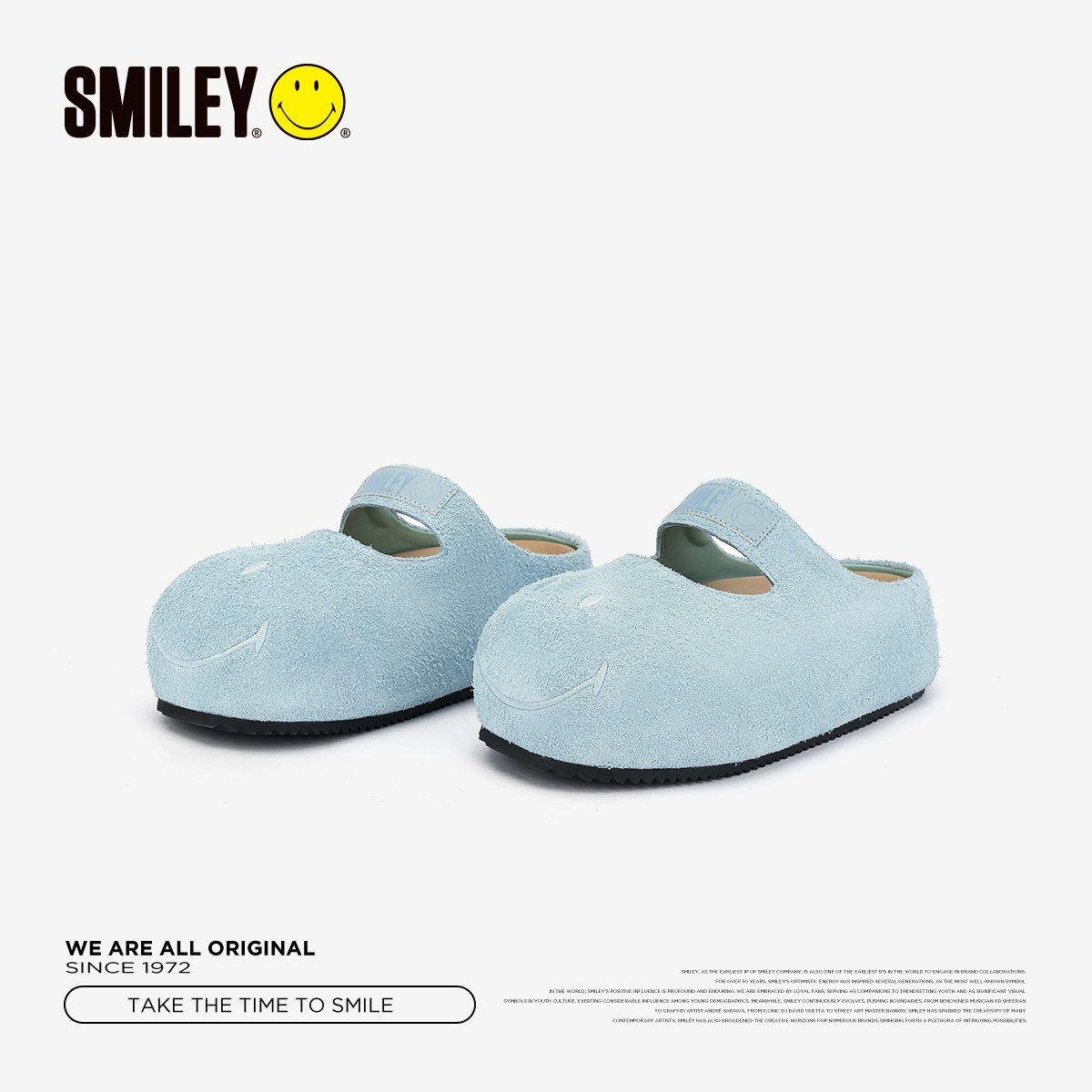【廖雨辰同款】SMILEY笑脸穆勒蓝勃肯半拖一脚蹬厚底增高大头鞋子,淘宝优惠券,粉丝福利购,淘宝优惠卷