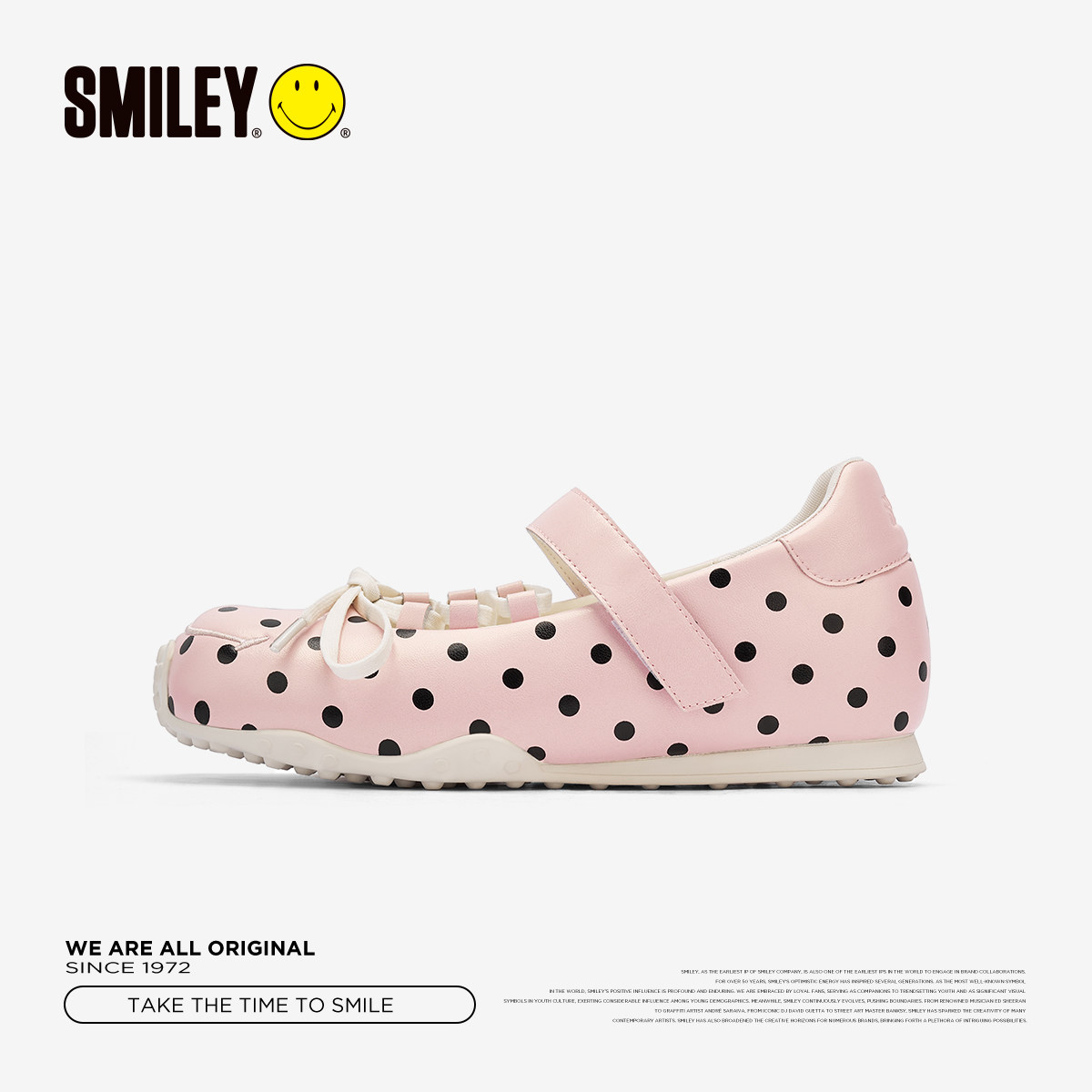 SMILEY笑脸粉色波点蝴蝶结玛丽珍春季法式休闲女芭蕾增高浅口单鞋,淘宝优惠券,粉丝福利购,淘宝优惠卷