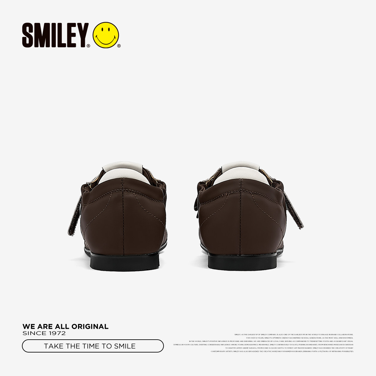 SMILEY笑脸复古棕色女圆头芭蕾鞋平底单鞋温柔浅口百搭休闲鞋子,淘宝优惠券,粉丝福利购,淘宝优惠卷