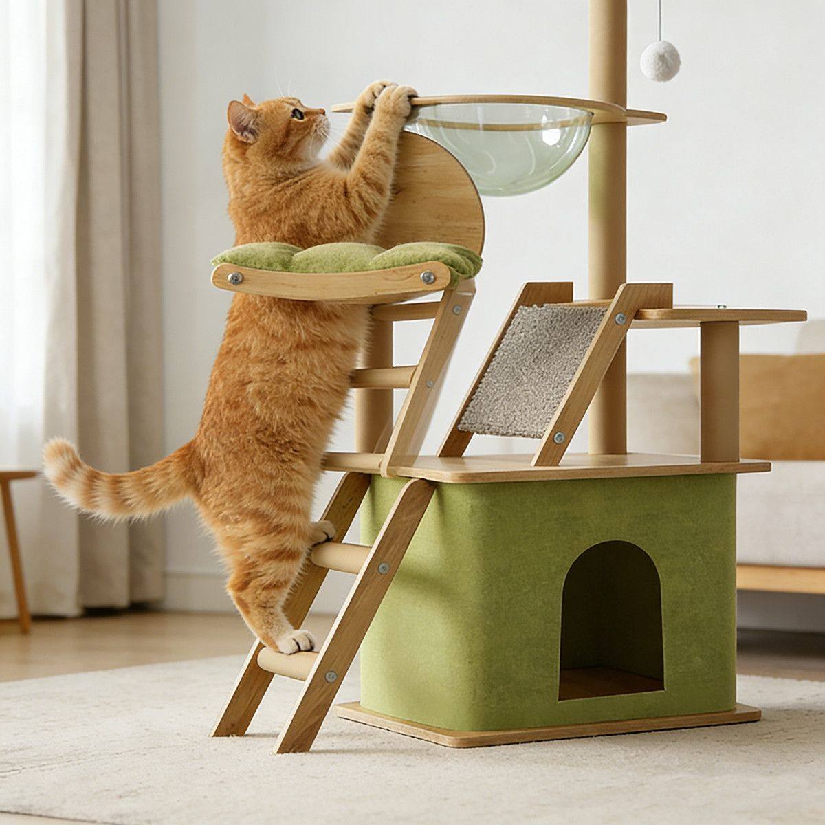 猫咪休闲神奇猫爬架猫咪太空舱半圆猫咪大型树屋猫窝一体猫抓柱,淘宝优惠券,粉丝福利购,淘宝优惠卷