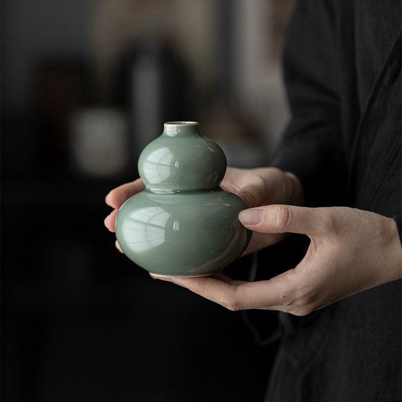 墨己陶瓷花瓶葫芦复古新中式家居摆件装饰工艺品青瓷水培花器瓶子,淘宝优惠券,粉丝福利购,淘宝优惠卷