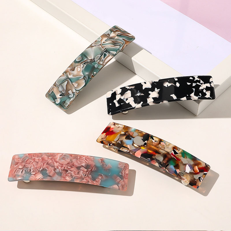 速发Women Bling Glitter Hairpins Square Geometric Leopard Ma - 图1