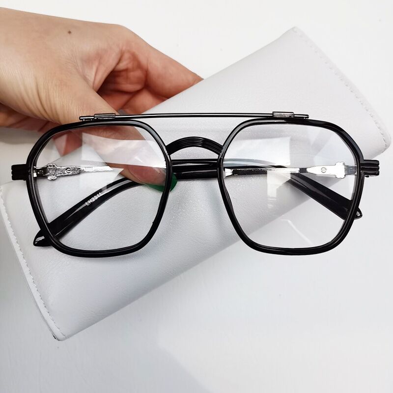 网红Anti-Blue Light Square Glasses Retro Double Beam Spectac - 图0