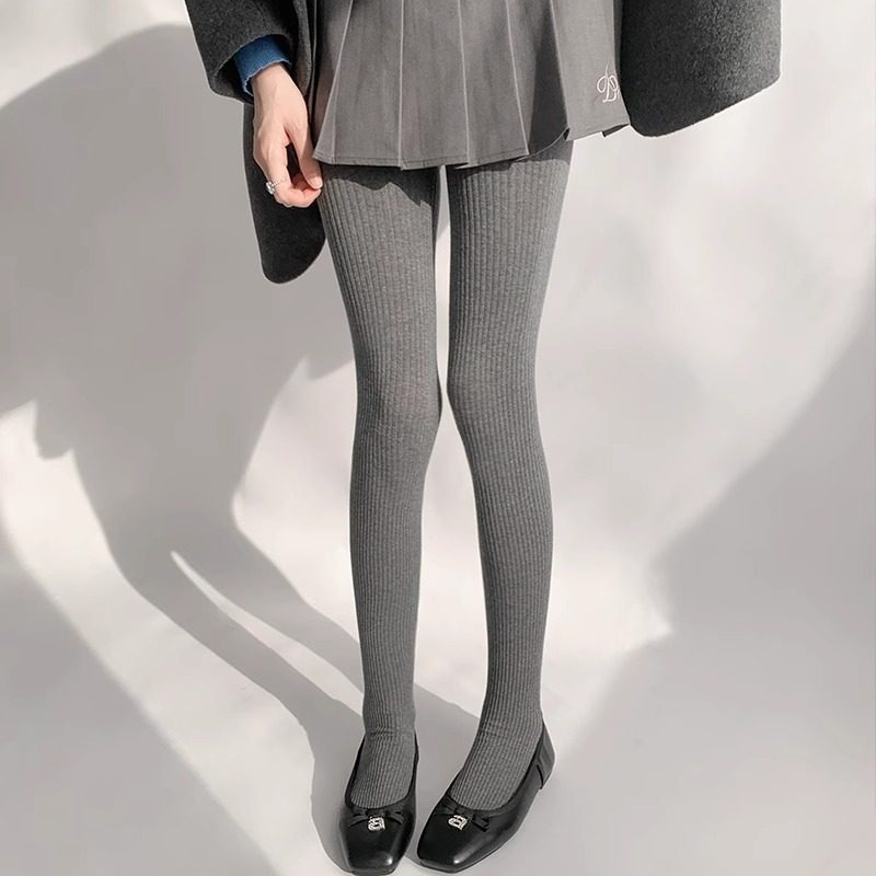 打底裤女款春秋外穿日系竖条纹奶白色连裤袜保暖修身显瘦螺纹秋裤,淘宝优惠券,粉丝福利购,淘宝优惠卷