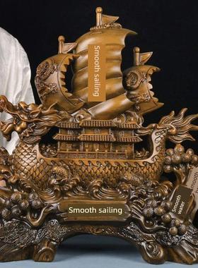 一帆风顺航海饰品实木客厅办公桌面装饰公司开业乔迁礼品高端