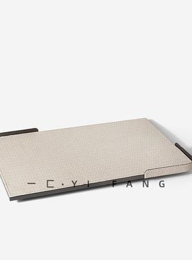 一匚现代简约轻奢编织纹皮革托盘 售楼部茶几卧室餐厅桌面摆件