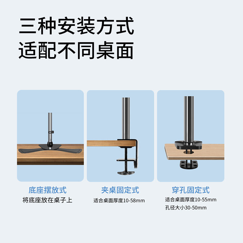 双四屏显示器支架桌面底座升降2/4屏旋转多屏拼接显示屏挂架-图1