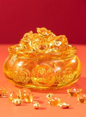 朱炳仁铜日富一日聚宝盆桌面装饰玄学小摆件开业礼物玄关乔迁送礼