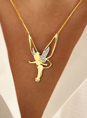 极速Long Rfui new angel necklace diamond angel wings necklac